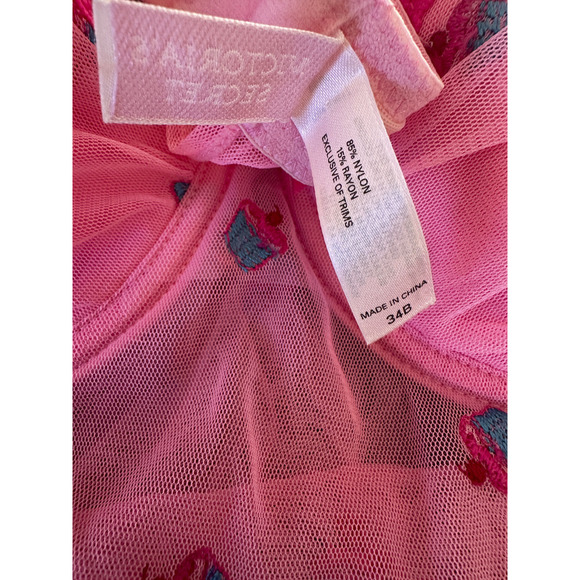 Victoria’s Secret Lingerie Chemise Pink Cupcakes Sheer Babydoll 34B Valentine - Picture 6 of 12